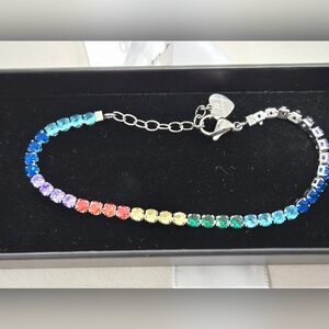 Rainbow Gemstone Silver Bracelet